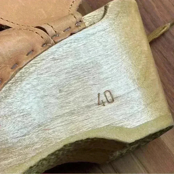 No.6 Tan Lace Up Corset Wedge Clogs 40 - Picture 6 of 6